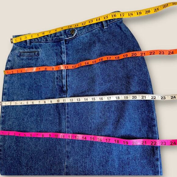 Mountain Lake Vintage 80s Denim Straight Pencil Blue Jean Maxi Skirt Size XL/16 - Picture 11 of 13
